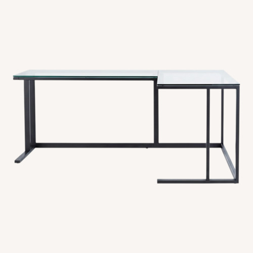 Used Crate & Barrel Pilsen Dark Gray Glass Desk for sale on AptDeco