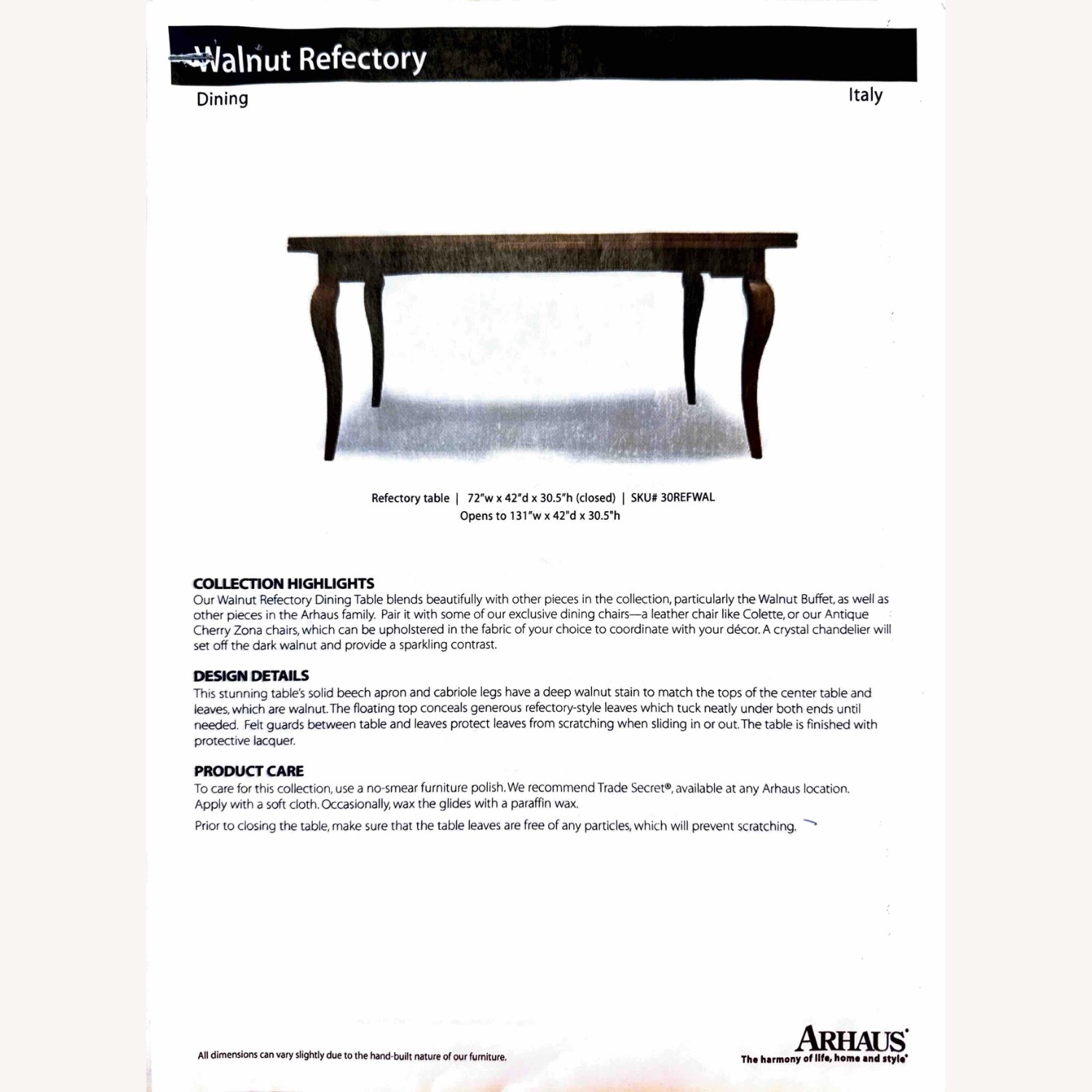 Arhaus Refectory Dining Table - Extension Leaves - image-1