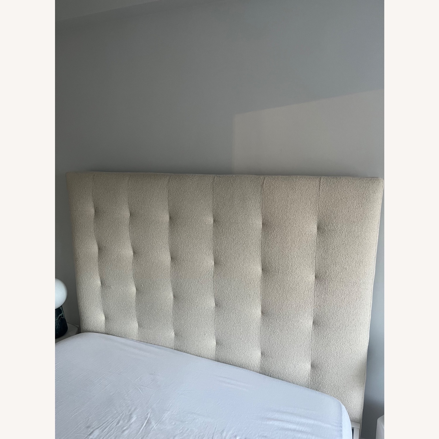 West Elm Simple Bed Frame with Grid Tufted Headboard - image-2