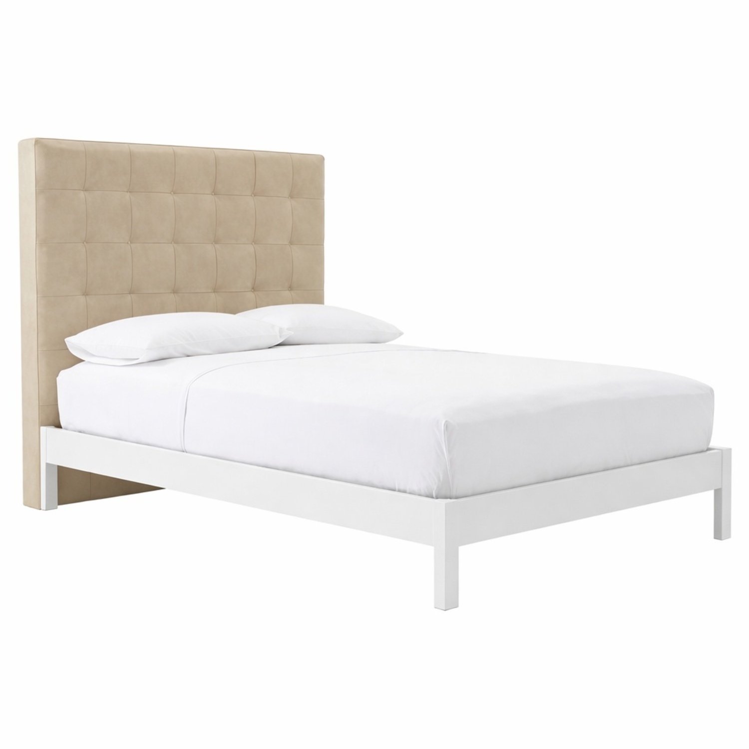 West Elm Simple Bed Frame with Grid Tufted Headboard - image-4