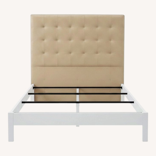 Used West Elm Simple Bed Frame with Grid Tufted Headboard for sale on AptDeco
