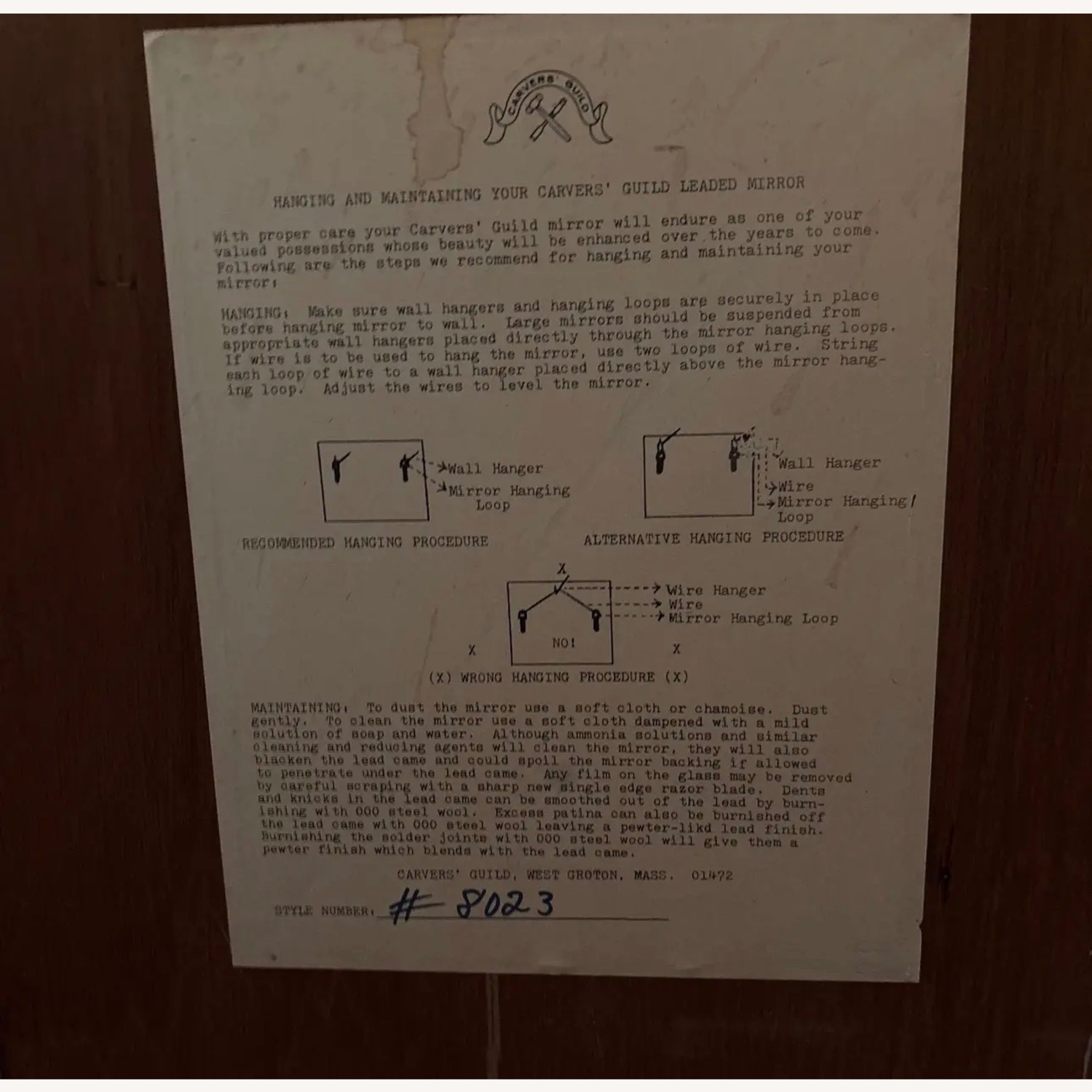 Vintage/Antique Carver’s Guild Glass Wall Mirror - image-5