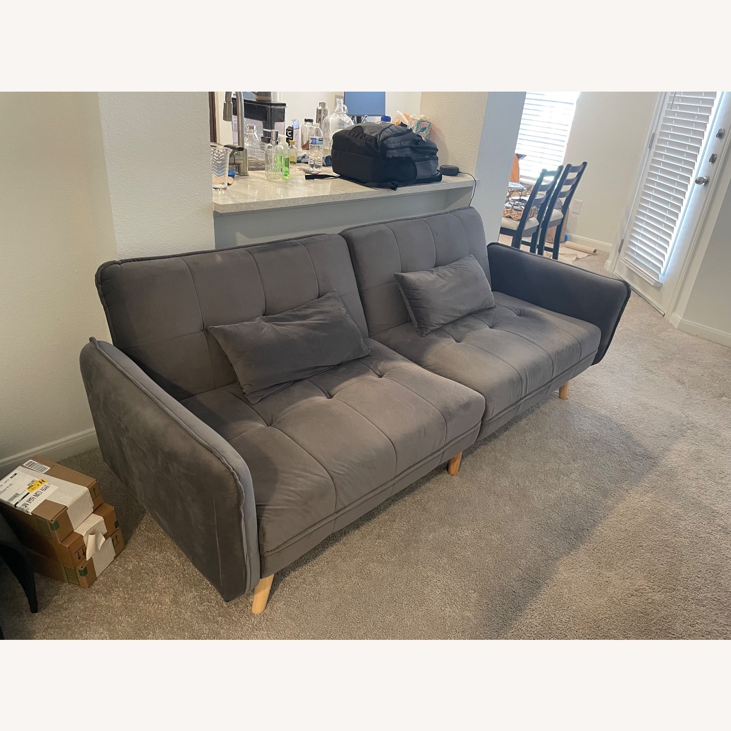 Upholstered Gray Sleeper Sofa - image-3