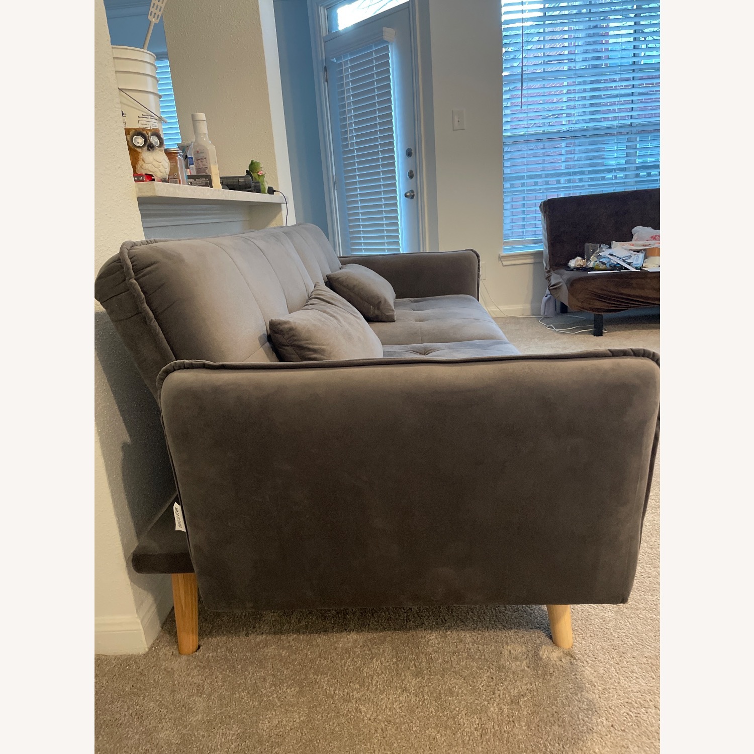 Upholstered Gray Sleeper Sofa - image-6