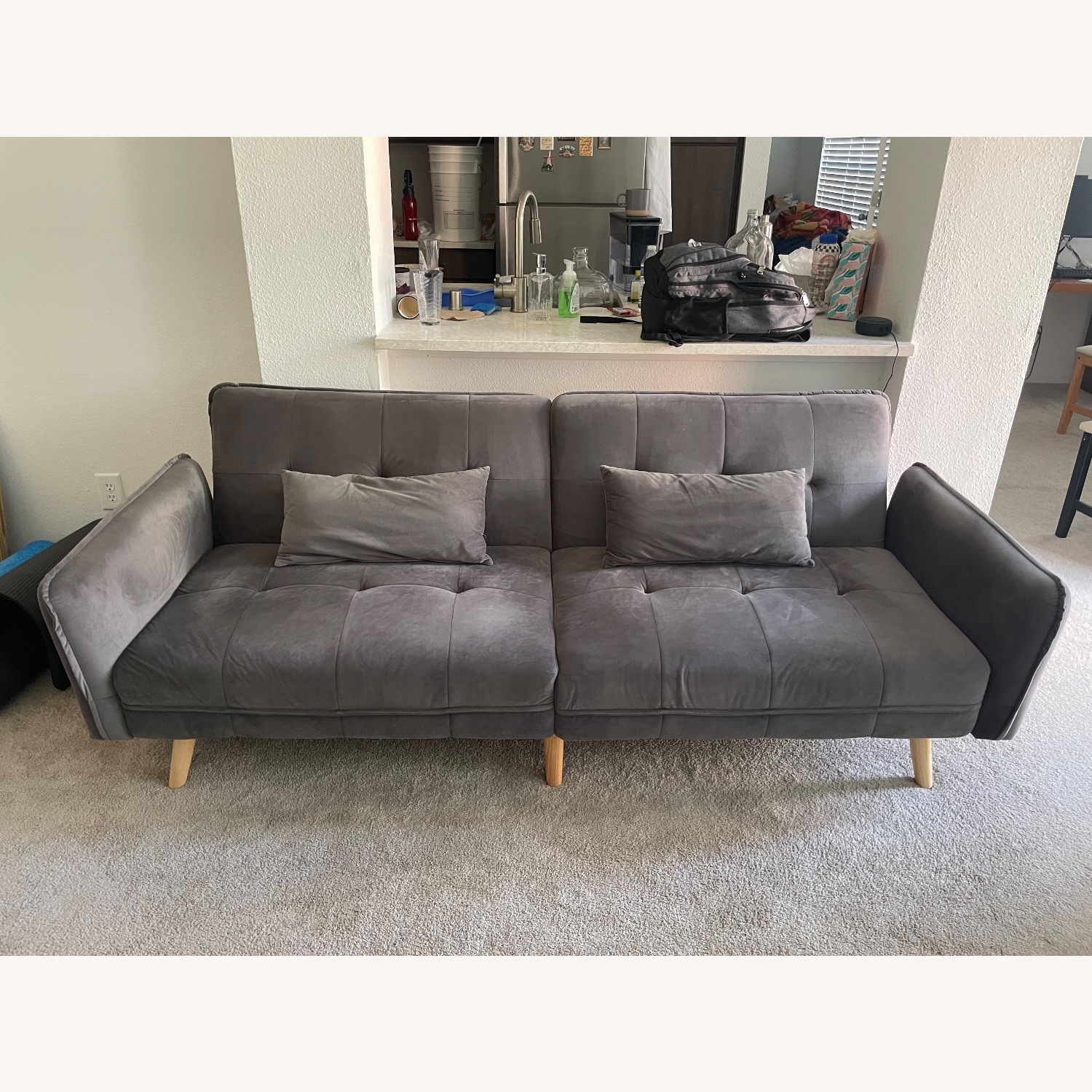 Upholstered Gray Sleeper Sofa - image-2