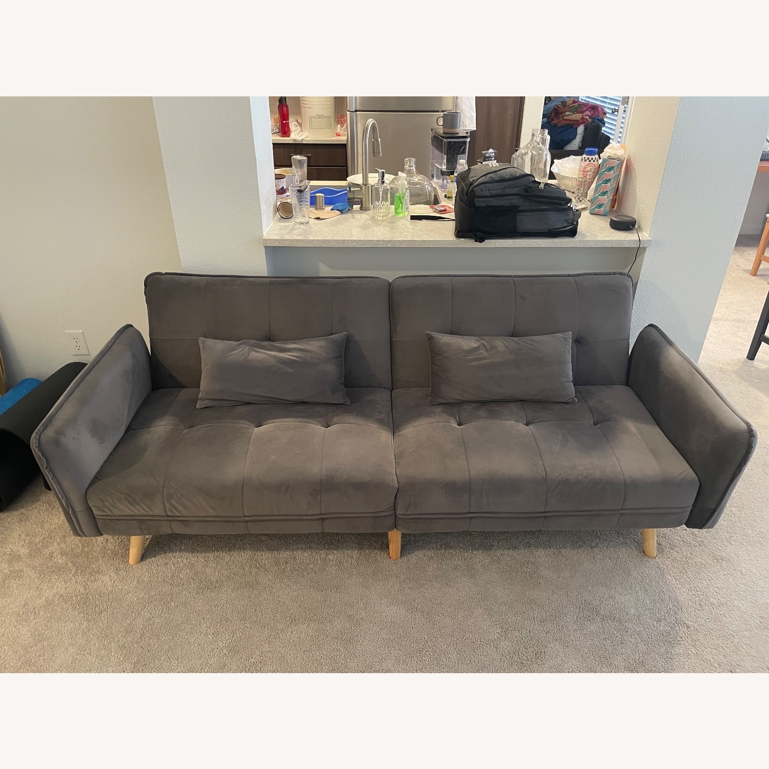 Upholstered Gray Sleeper Sofa - image-1