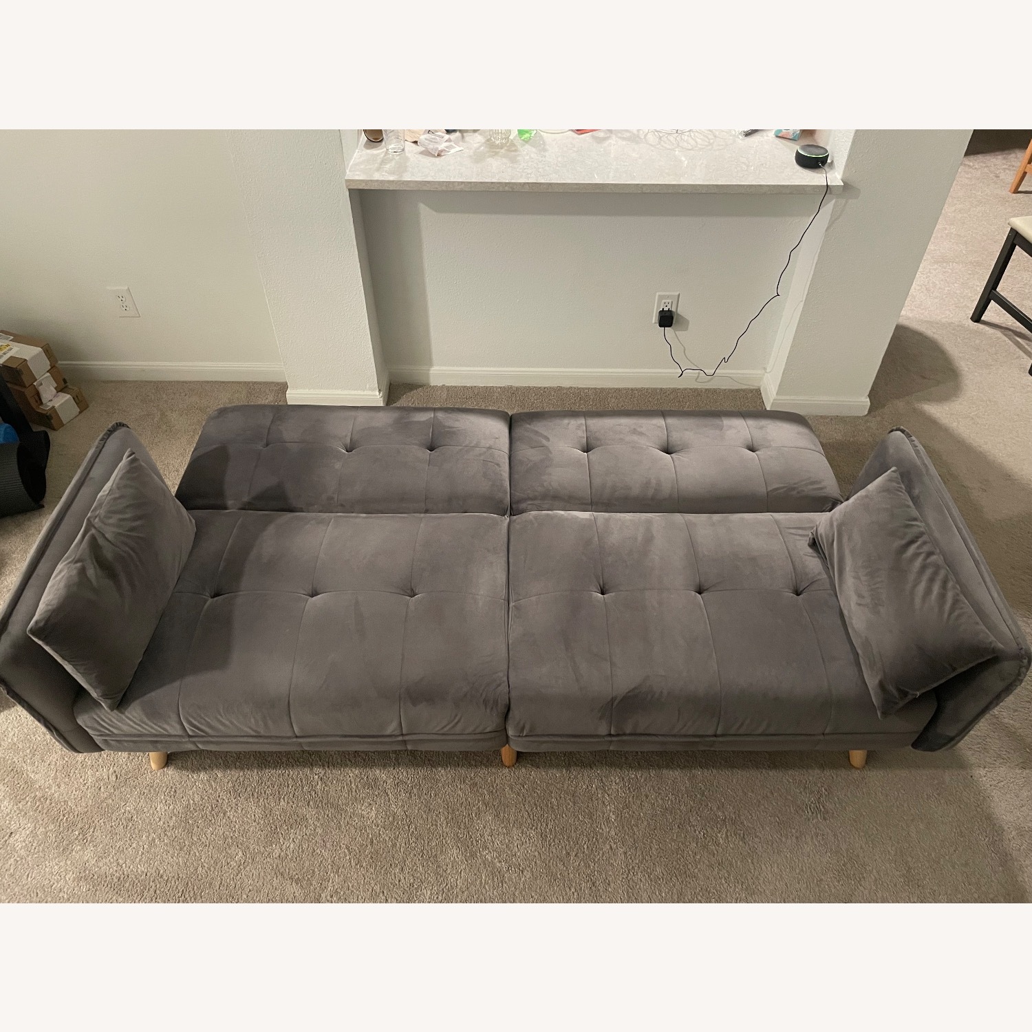 Upholstered Gray Sleeper Sofa - image-4