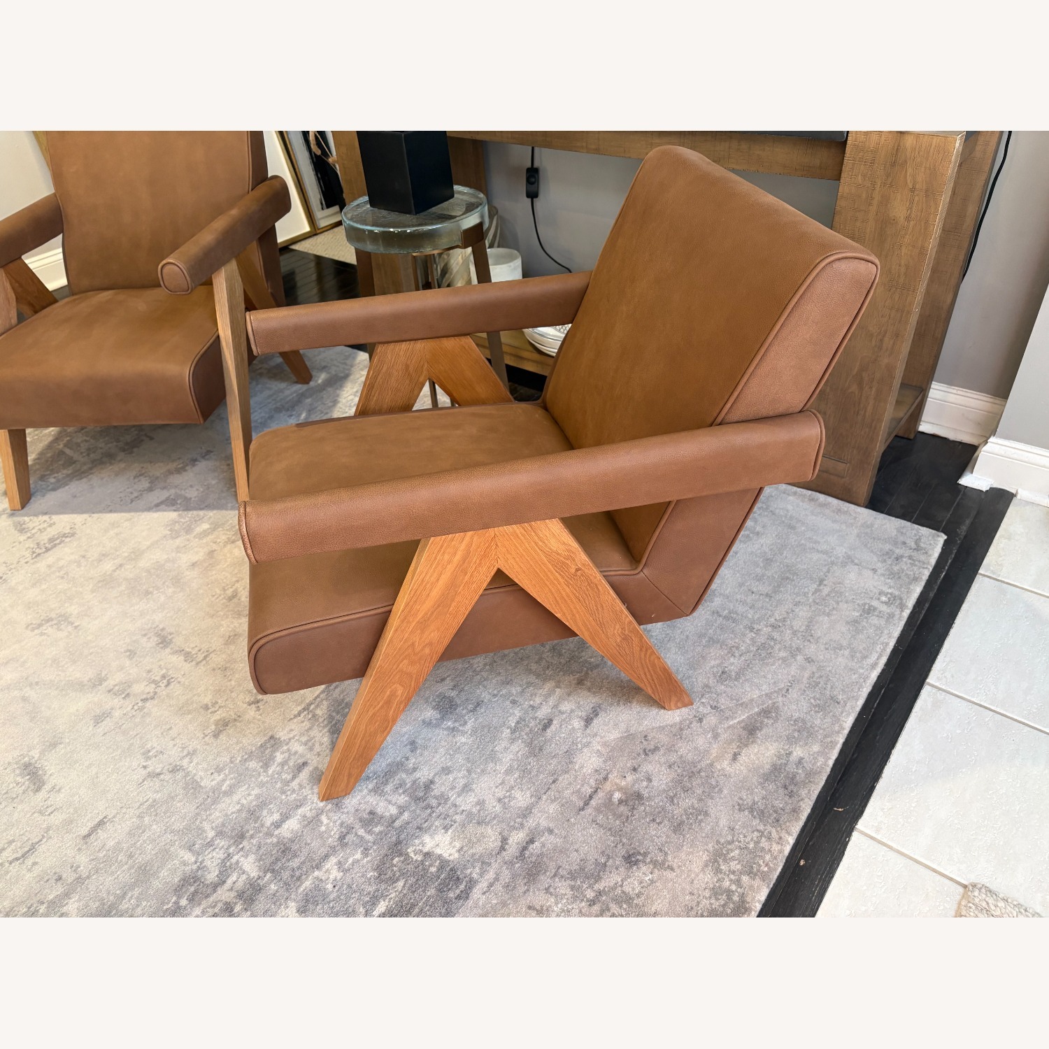 Restoration Hardware Jakob Leather Lounge Chairs Set of Two - image-15