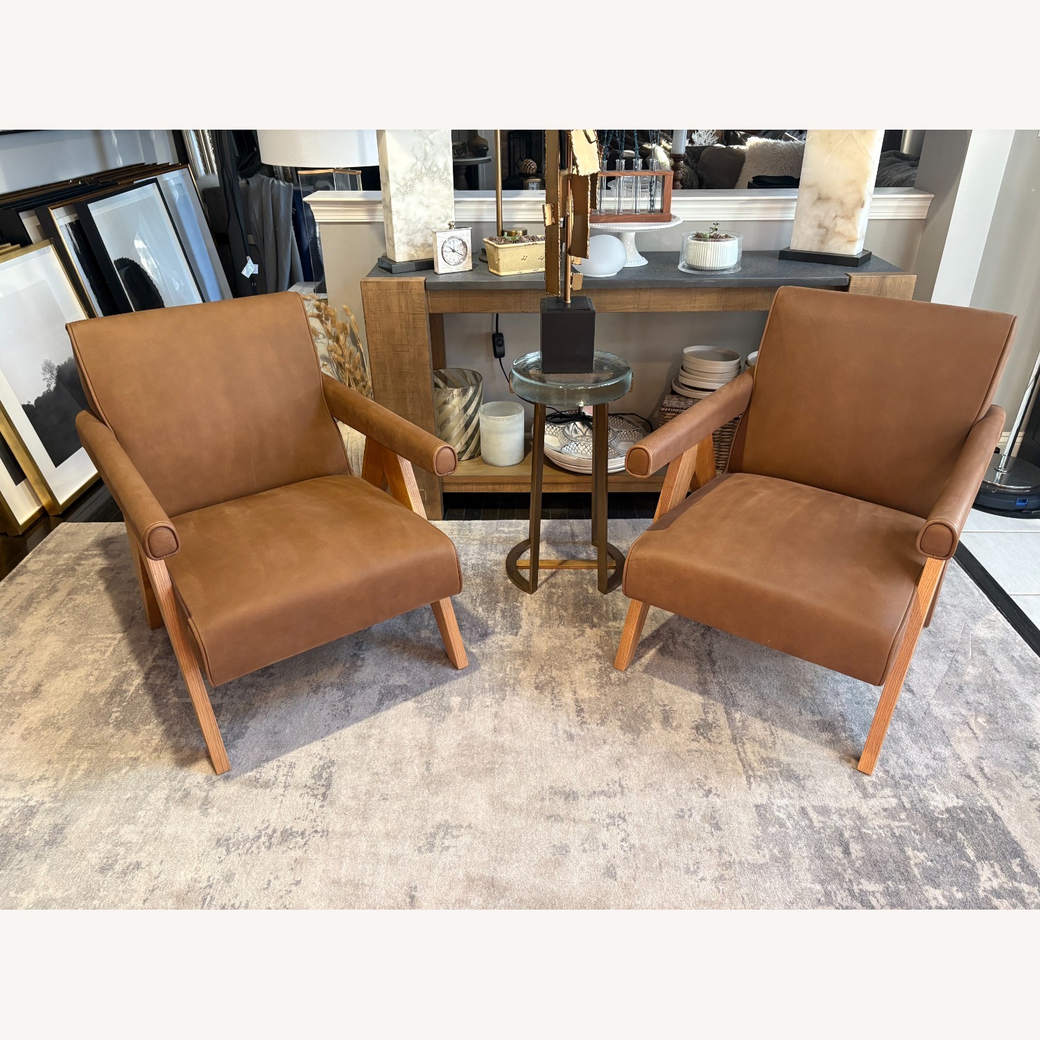Restoration Hardware Jakob Leather Lounge Chairs Set of Two - image-6