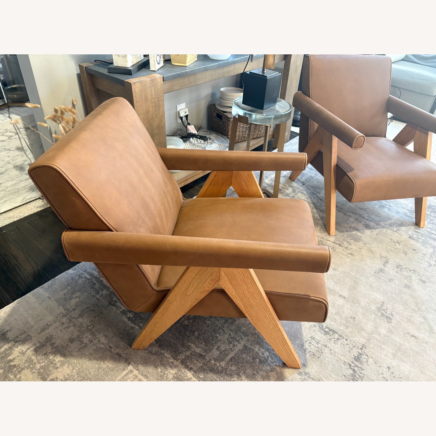 Restoration Hardware Jakob Leather Lounge Chairs Set of Two - image-18