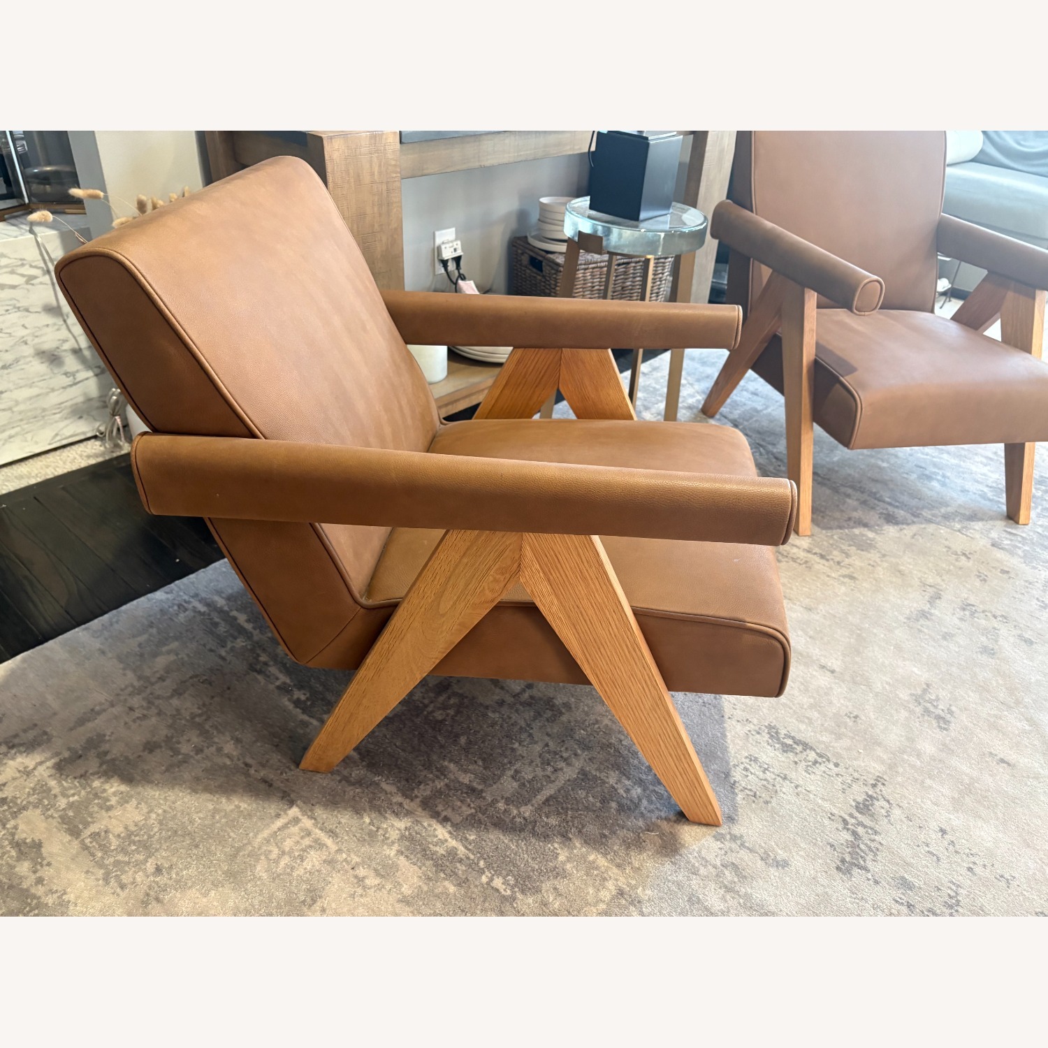 Restoration Hardware Jakob Leather Lounge Chairs Set of Two - image-17