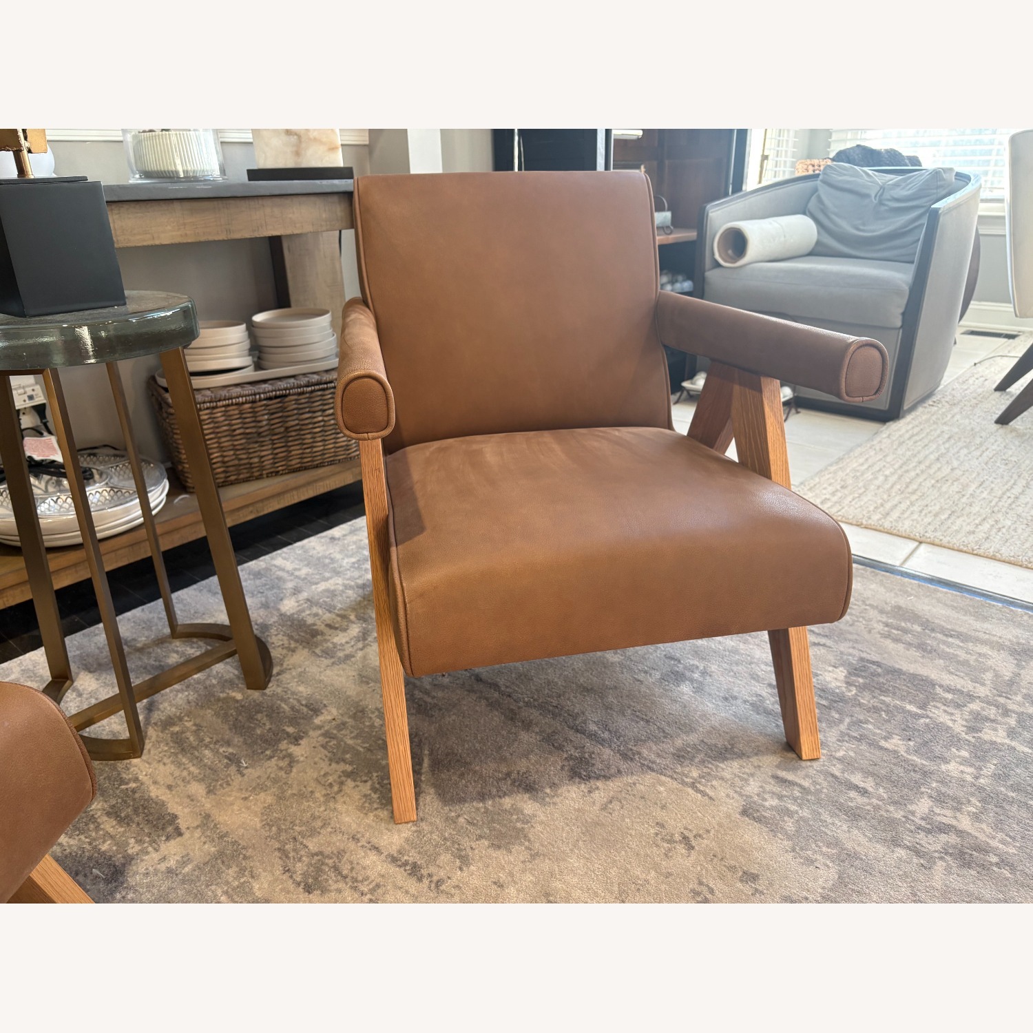 Restoration Hardware Jakob Leather Lounge Chairs Set of Two - image-10