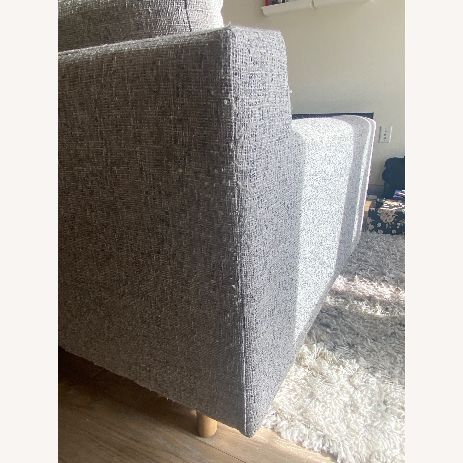 West Elm Deco Weave Pearl Grey Eddy Sofa - image-3