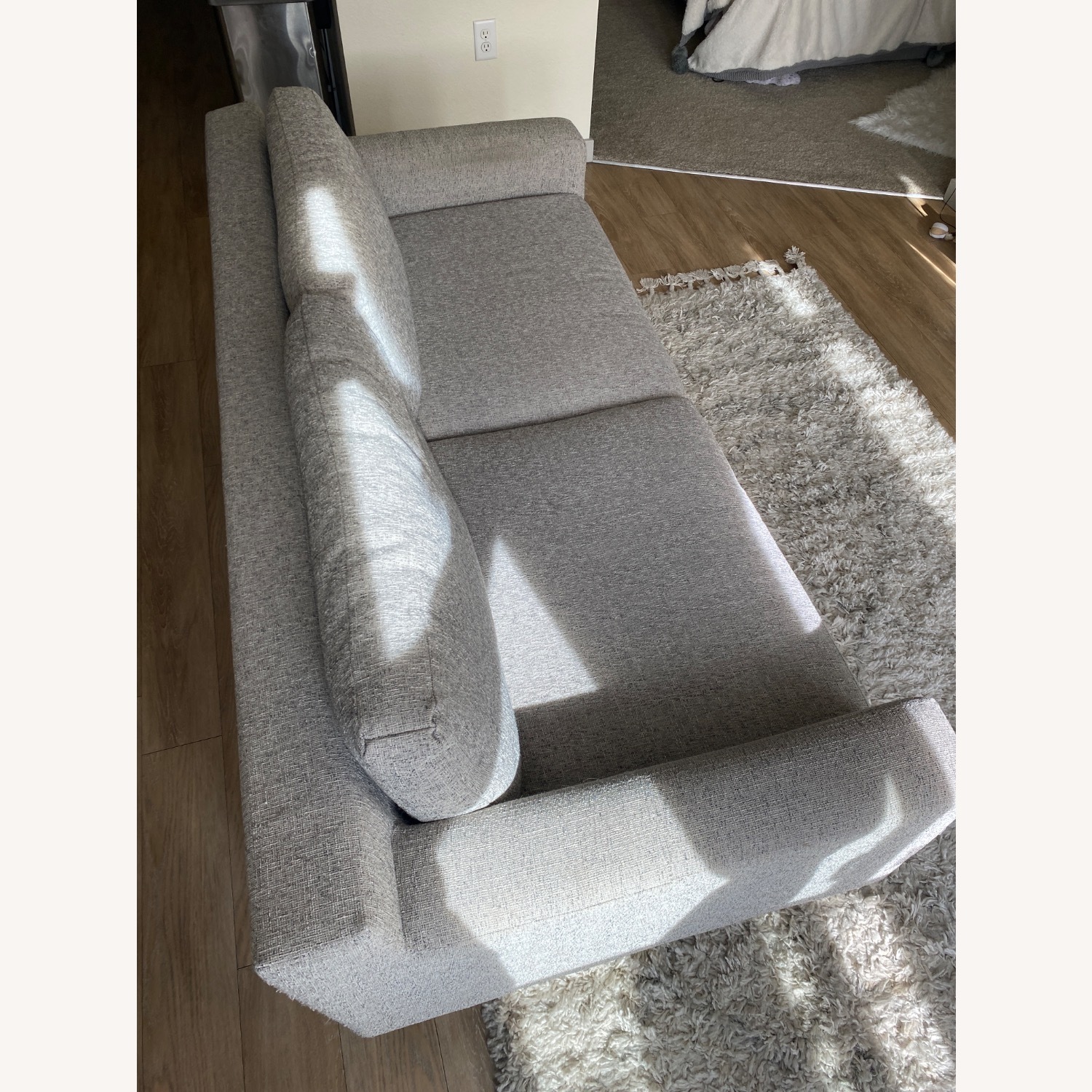 West Elm Deco Weave Pearl Grey Eddy Sofa - image-2