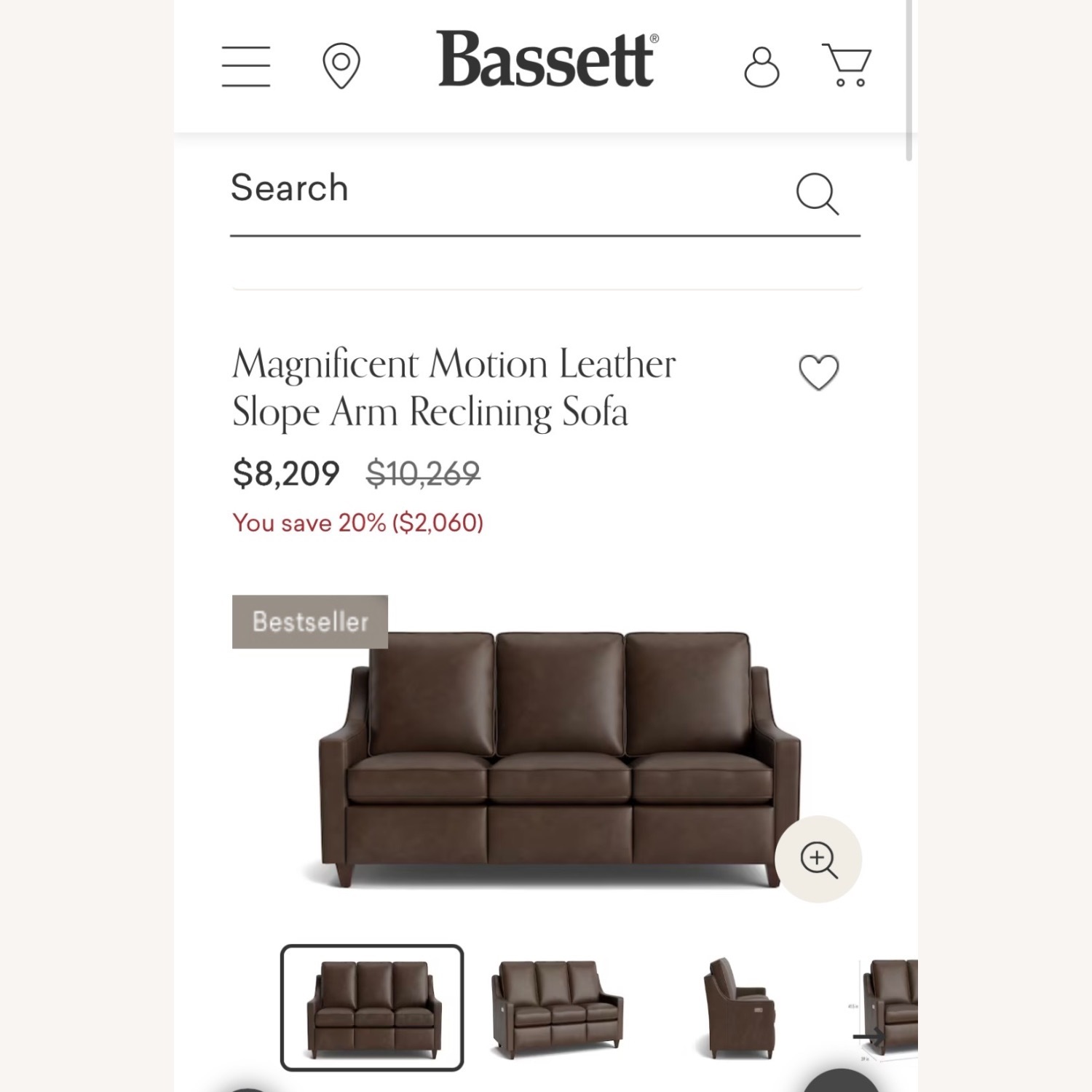 Bassett Dark Brown Leather 3+ Seater Sofa - image-12