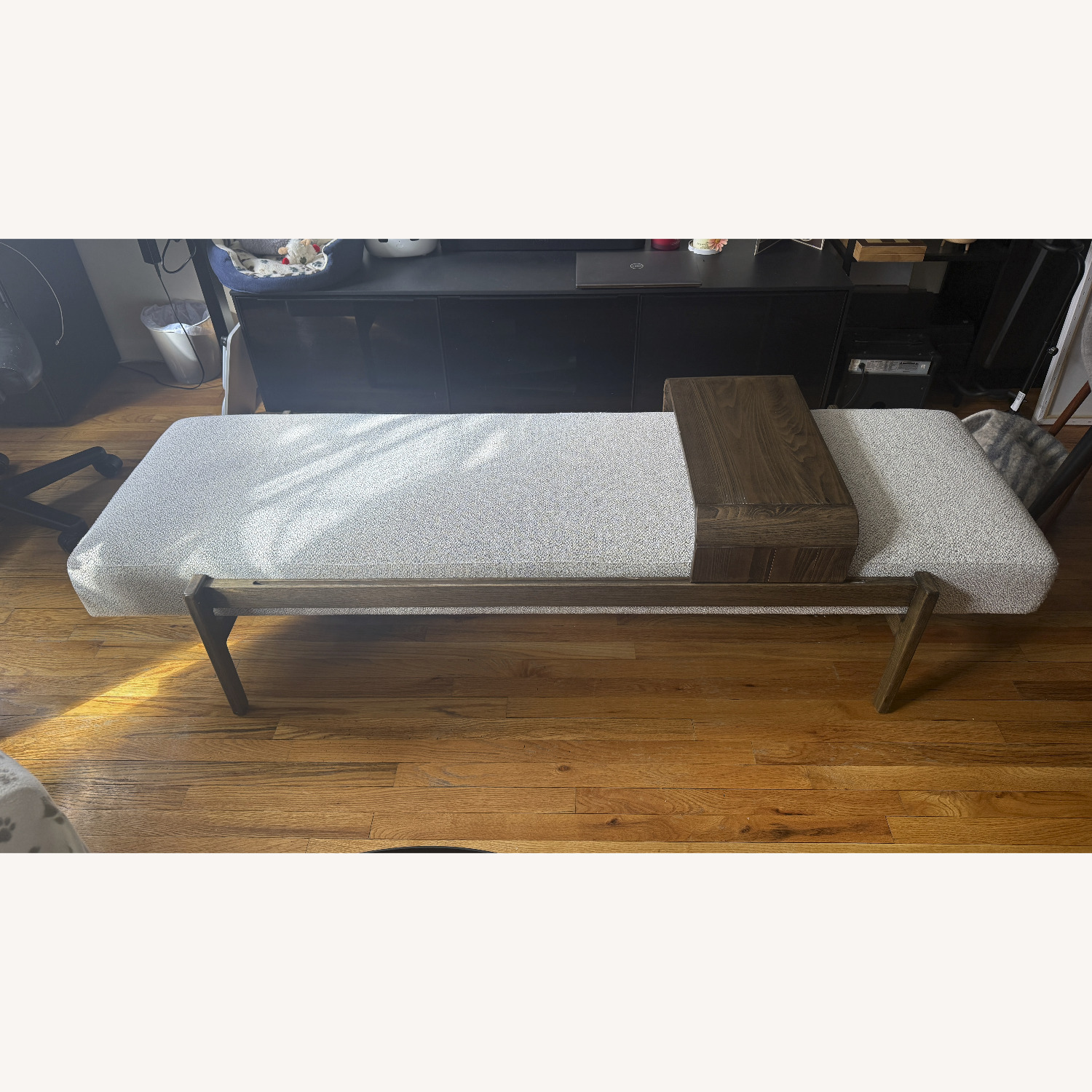 Four Hands Fawkes Bench Light Gray Fabric Bench - image-1