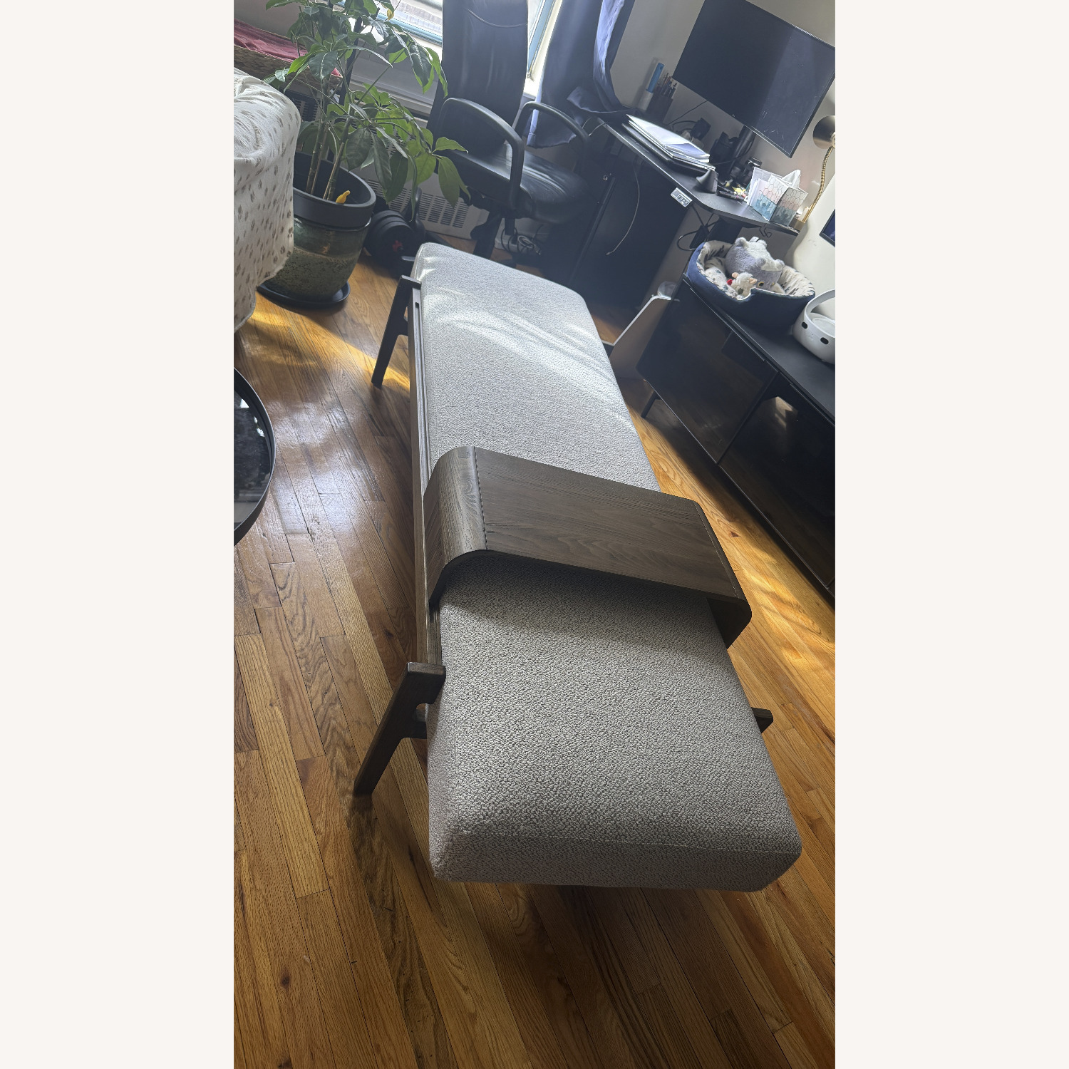 Four Hands Fawkes Bench Light Gray Fabric Bench - image-2