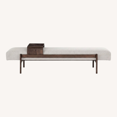 Used Four Hands Fawkes Bench Light Gray Fabric Bench for sale on AptDeco