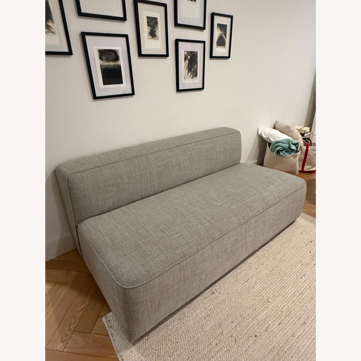 CB2 Lenyx Gray Armless Loveseat  - image-7