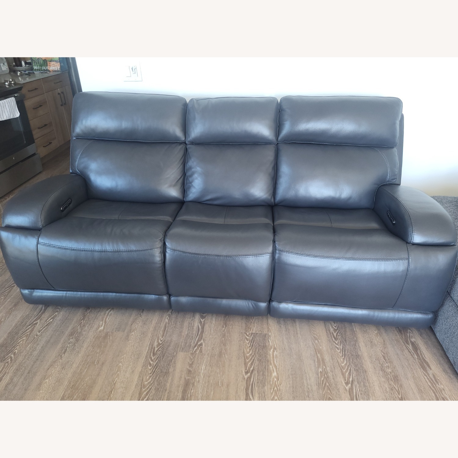 Living Spaces Victor Black Leather 3+ Seater Sofa - image-1