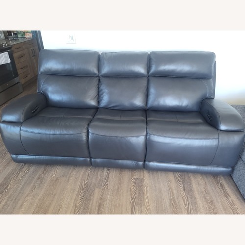 Used Living Spaces Victor Black Leather 3+ Seater Sofa for sale on AptDeco