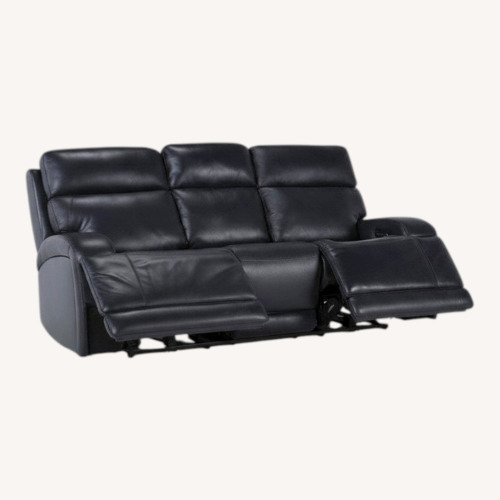 Used Living Spaces Victor Black Leather 3+ Seater Sofa for sale on AptDeco