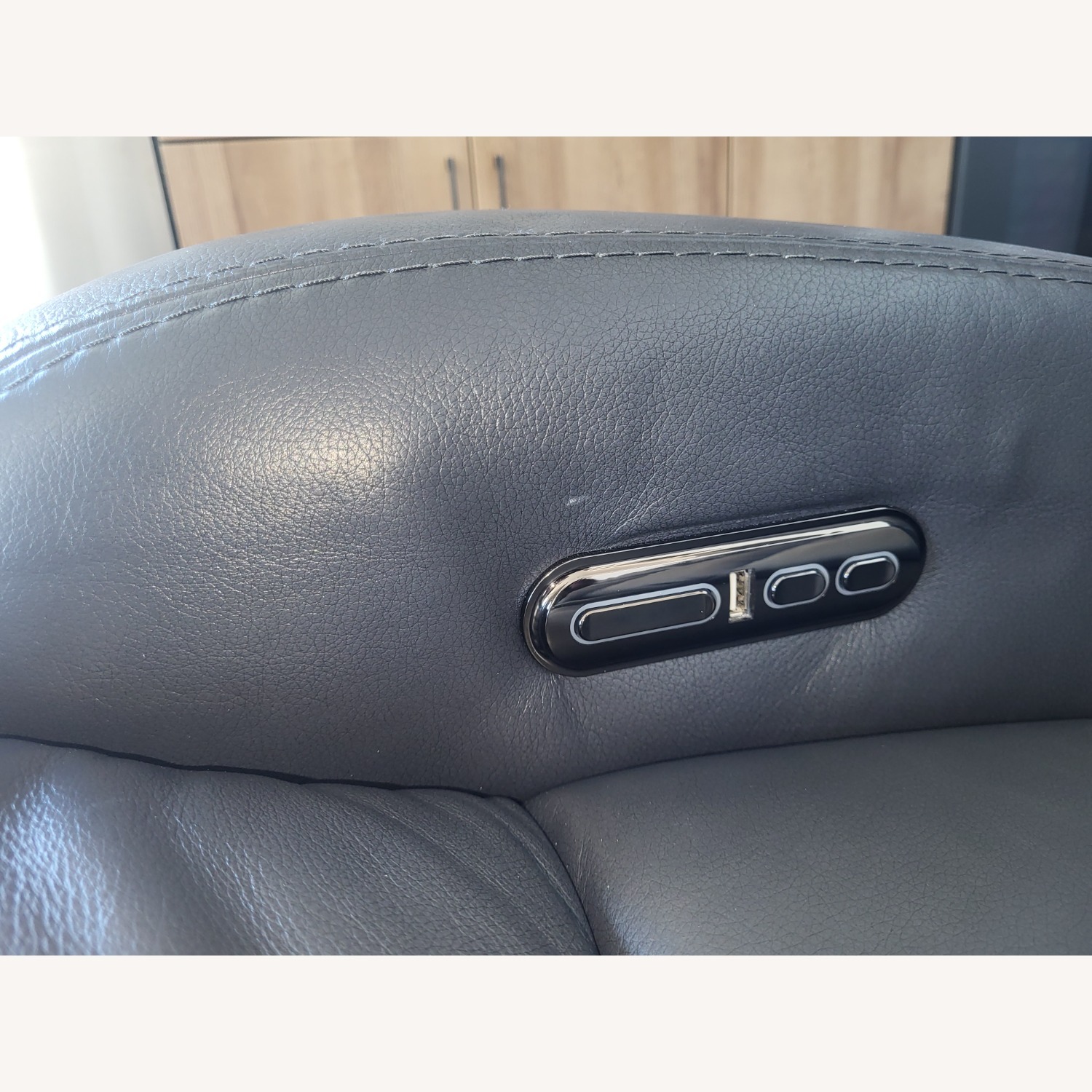 Living Spaces Victor Black Leather 3+ Seater Sofa - image-3