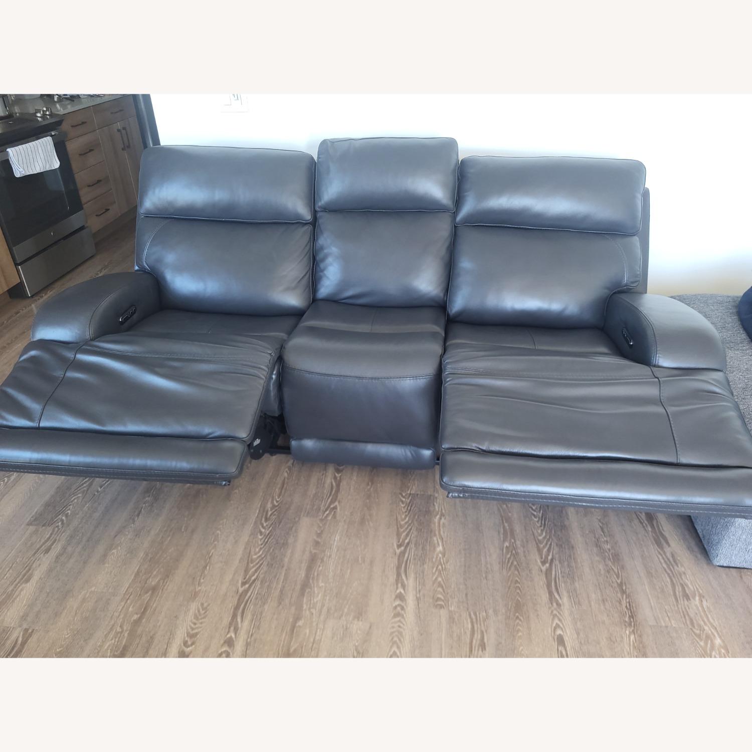 Living Spaces Victor Black Leather 3+ Seater Sofa - image-2