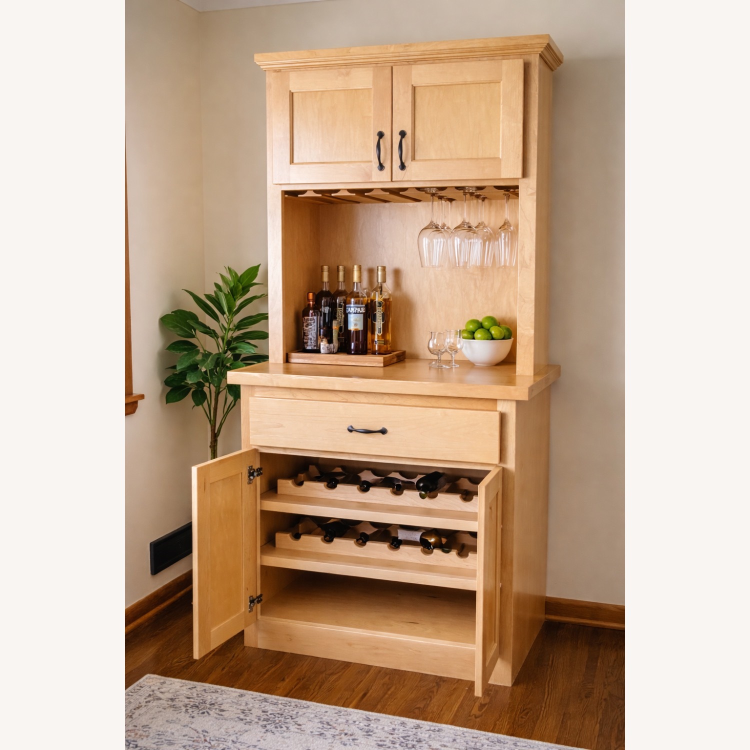 Modern Bar Cabinet with Stemware Storage - image-1