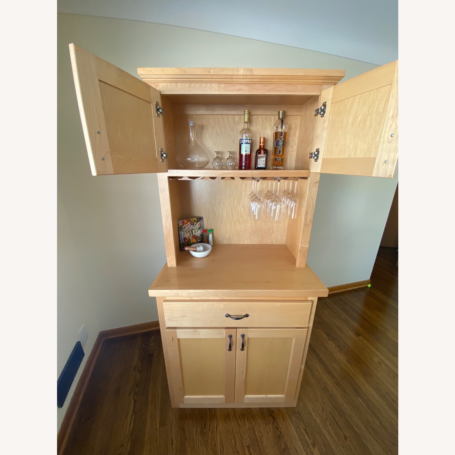 Modern Bar Cabinet with Stemware Storage - image-2