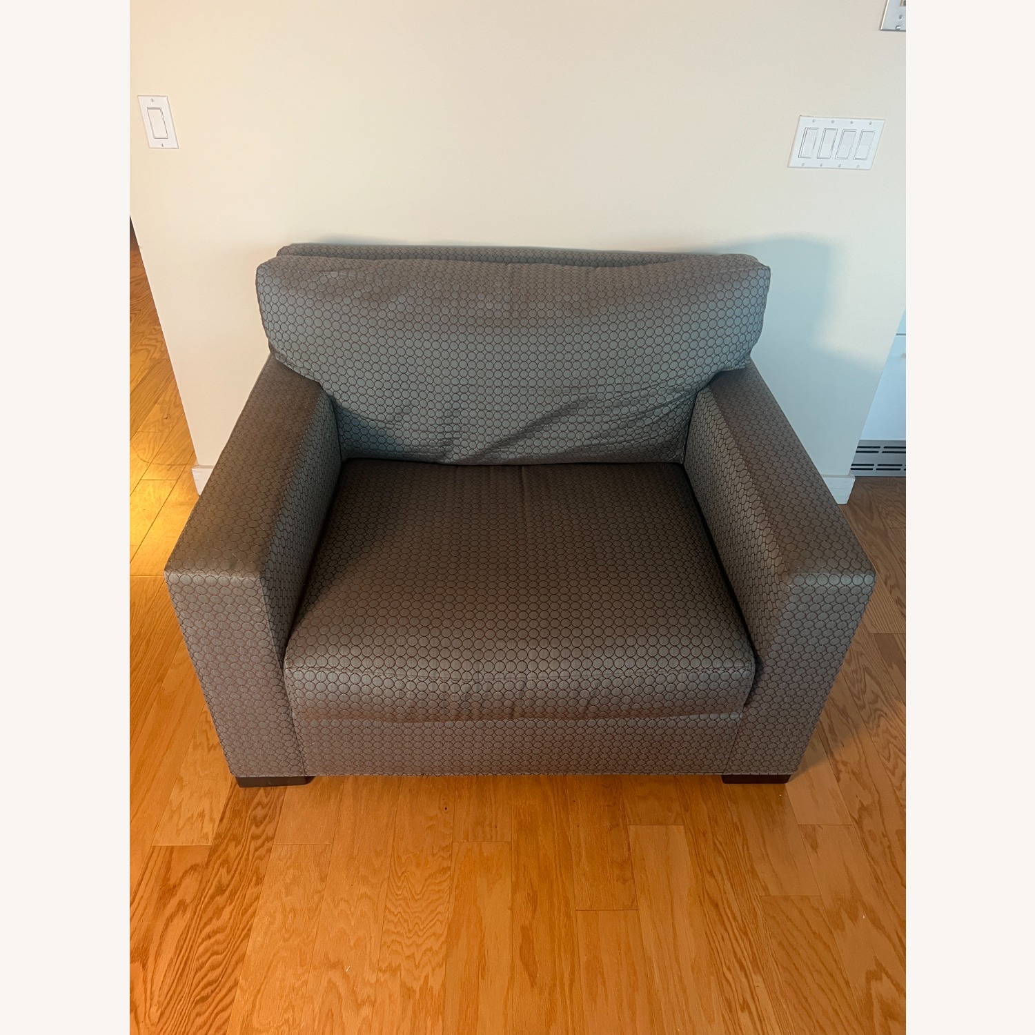 Crate & Barrel Blue Fabric Chair and a Half - image-2