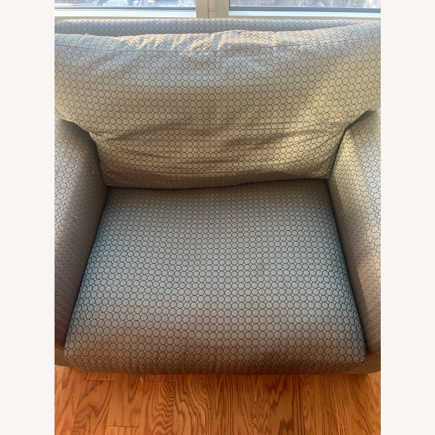 Crate & Barrel Blue Fabric Chair and a Half - image-5