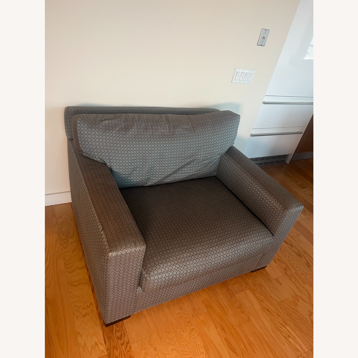 Crate & Barrel Blue Fabric Chair and a Half - image-6