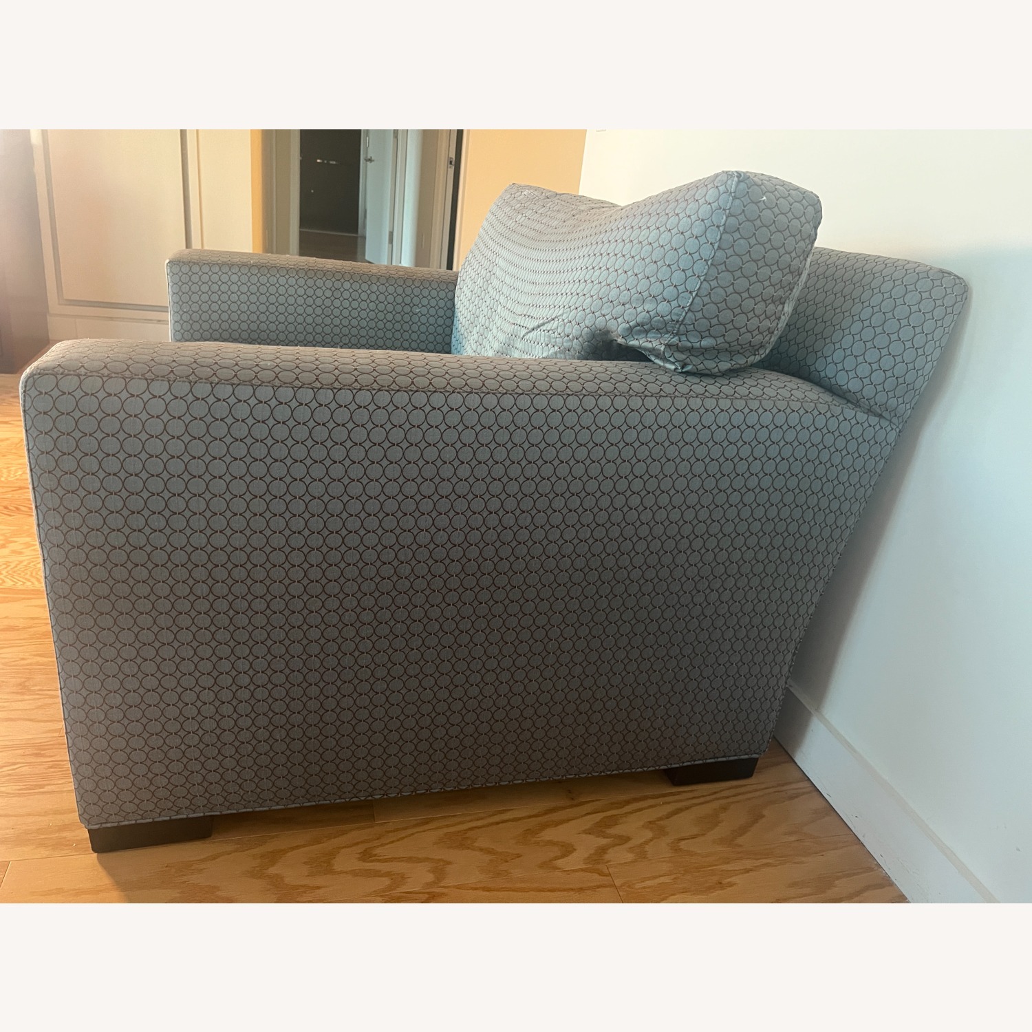 Crate & Barrel Blue Fabric Chair and a Half - image-3