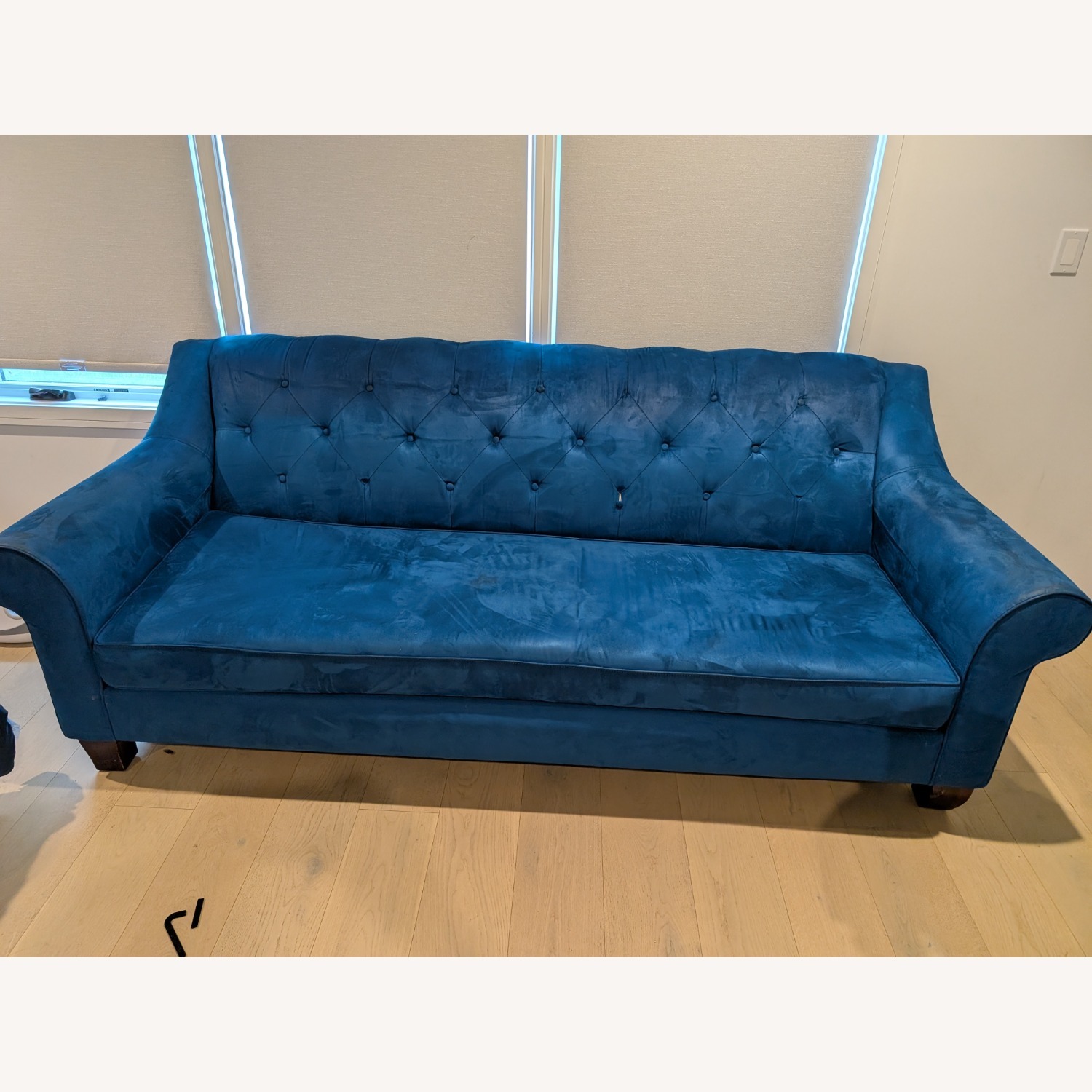 Blue Microsuede 3+ Seater Sofa - image-1