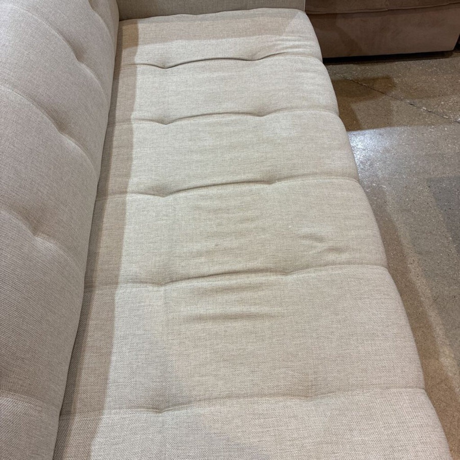 Tufted Linen Square Arm Loveseat - image-3