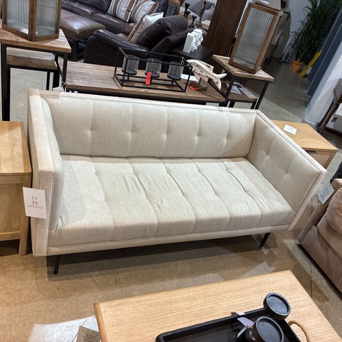 Used Tufted Linen Square Arm Loveseat for sale on AptDeco