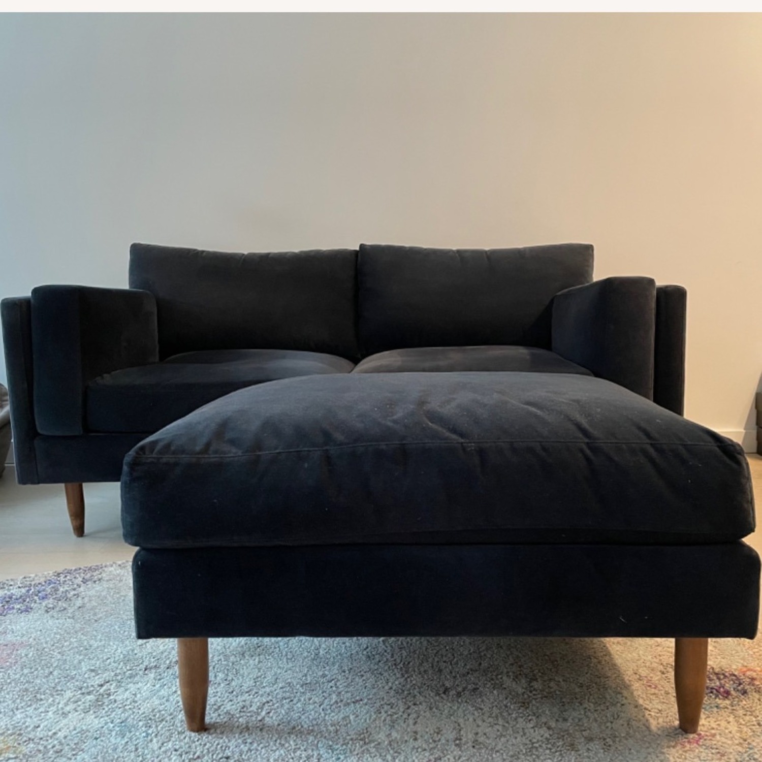 Bench Made Modern Black Velvet Loveseat & Ottoman - image-6