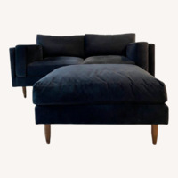 Bench Made Modern Black Velvet Loveseat & Ottoman