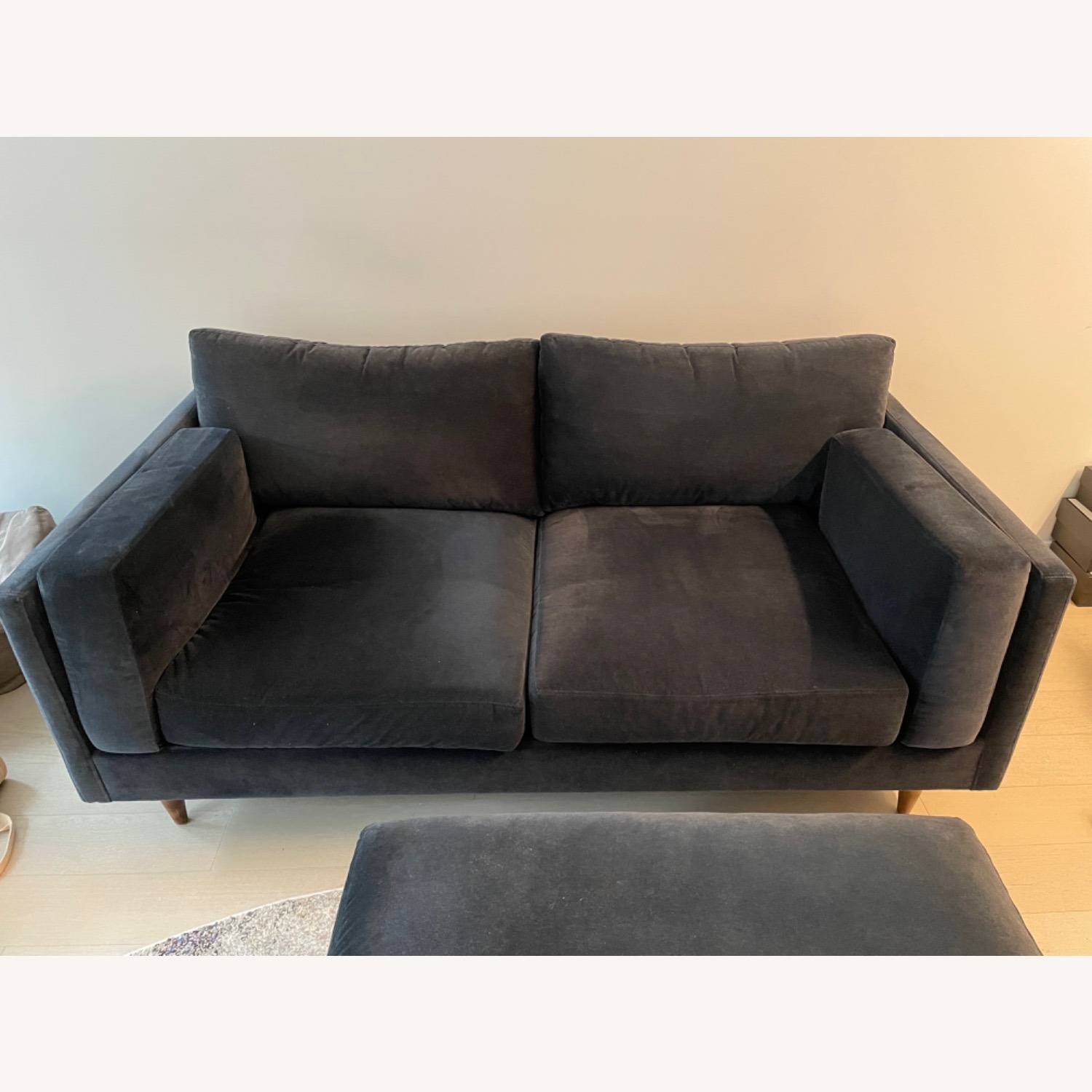 Bench Made Modern Black Velvet Loveseat & Ottoman - image-5