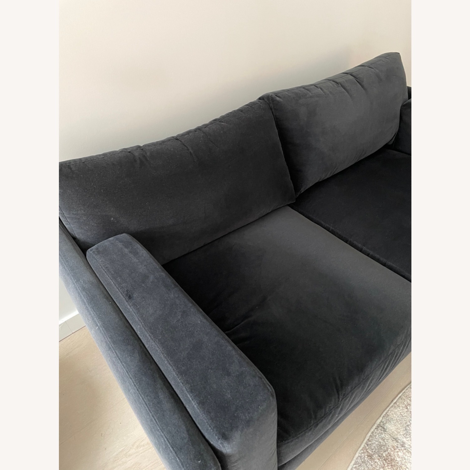 Bench Made Modern Black Velvet Loveseat & Ottoman - image-3