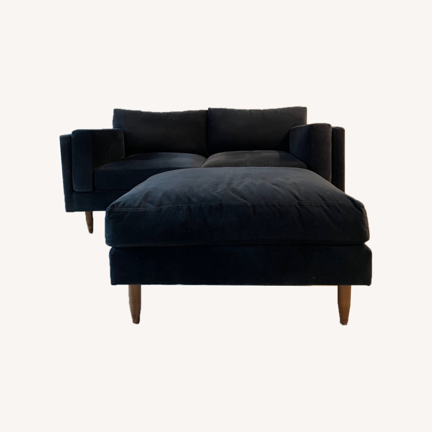 Bench Made Modern Black Velvet Loveseat & Ottoman - image-7