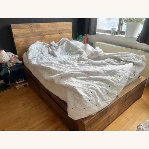 Used West Elm Emerson Dark Brown Wood Queen Bed for sale on AptDeco