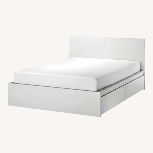 Used IKEA Malm White King Bed Frame/2 Storage Boxes for sale on AptDeco