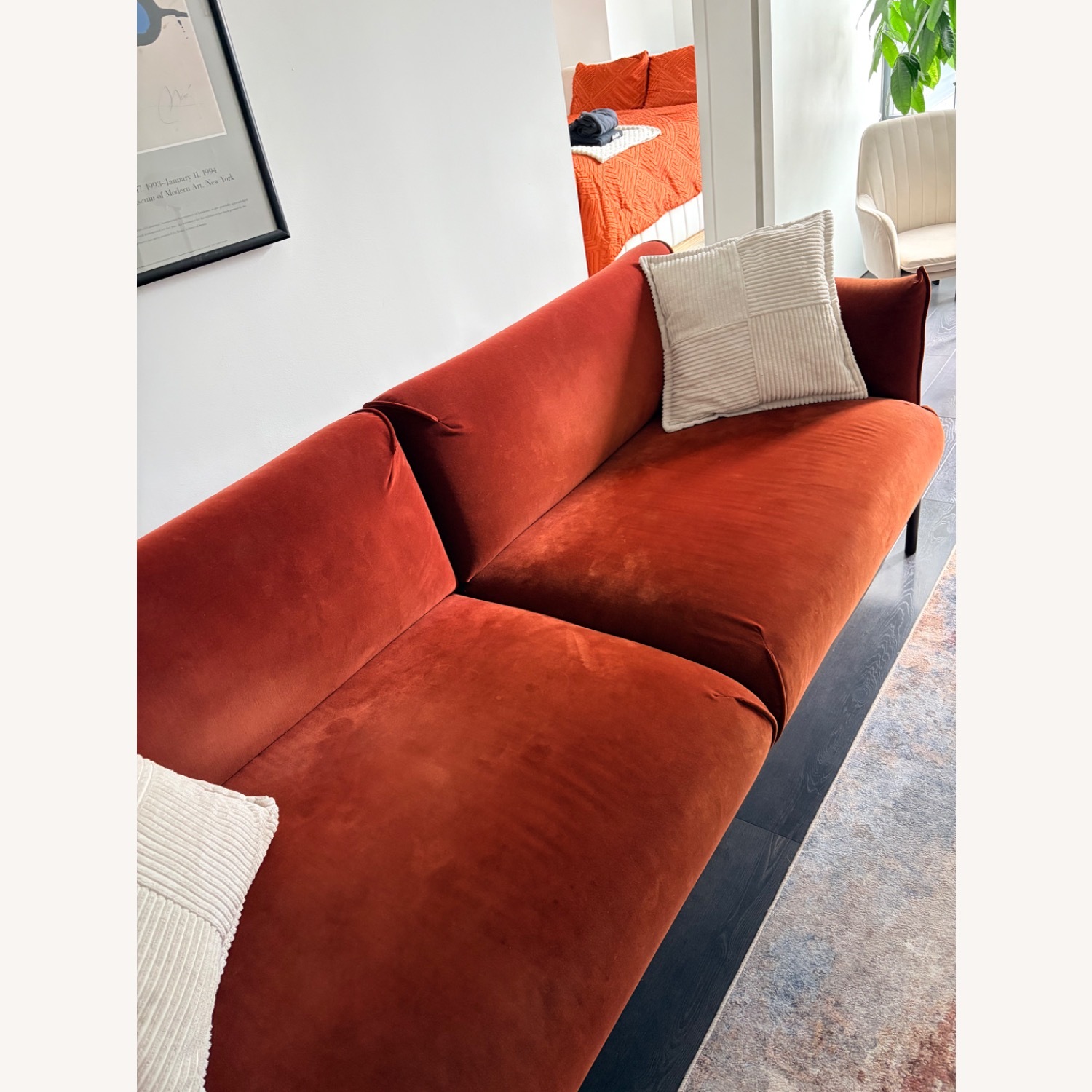 IKEA Red Velvet 3+ Seater Sofa - image-2