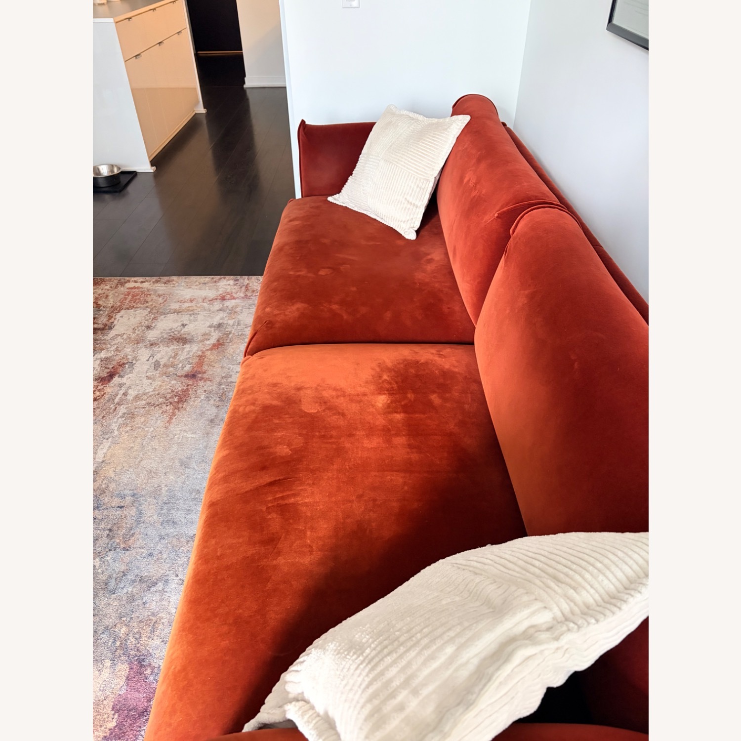 IKEA Red Velvet 3+ Seater Sofa - image-6