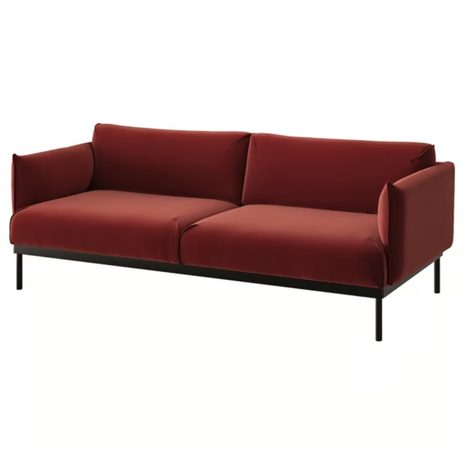 IKEA Red Velvet 3+ Seater Sofa - image-9