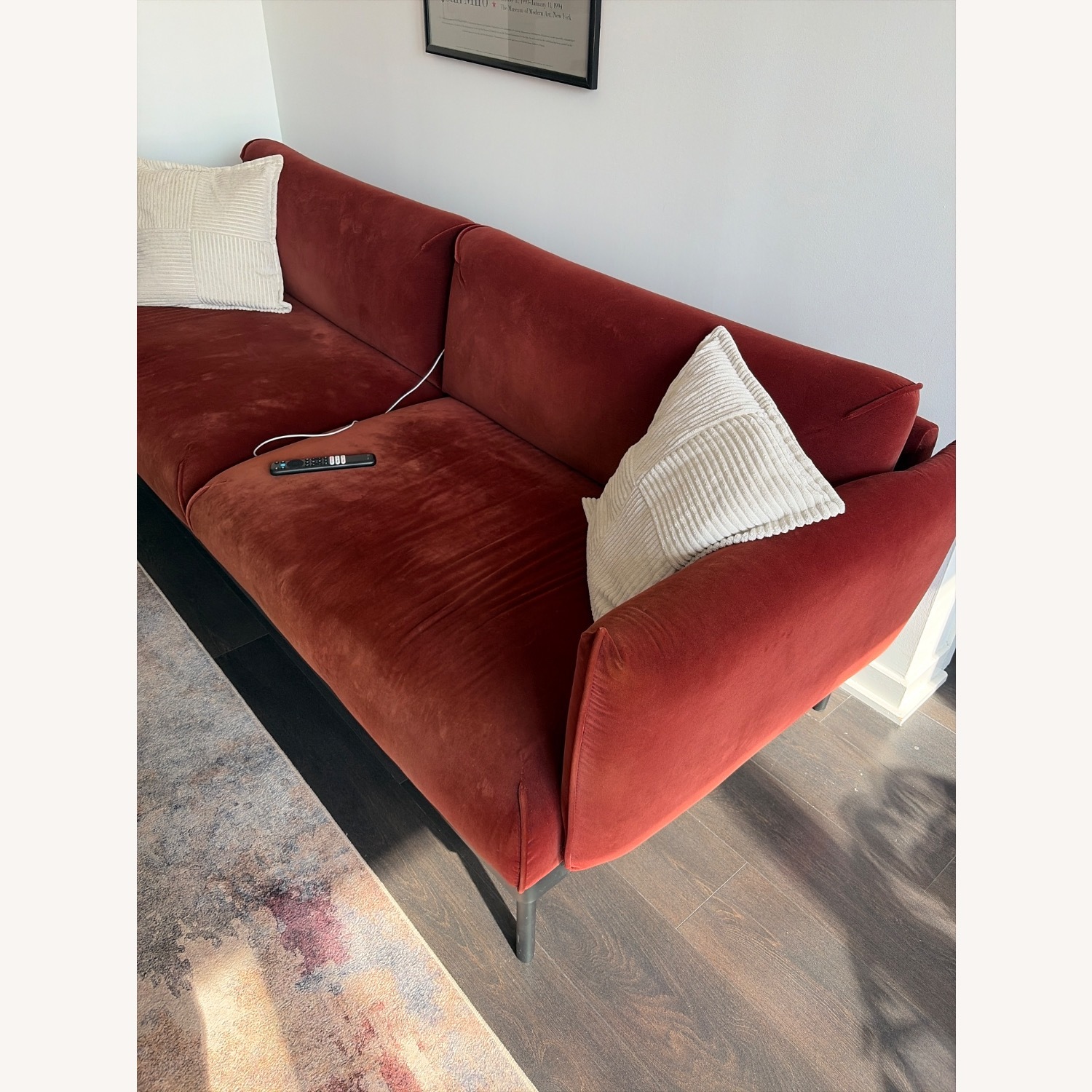IKEA Red Velvet 3+ Seater Sofa - image-8