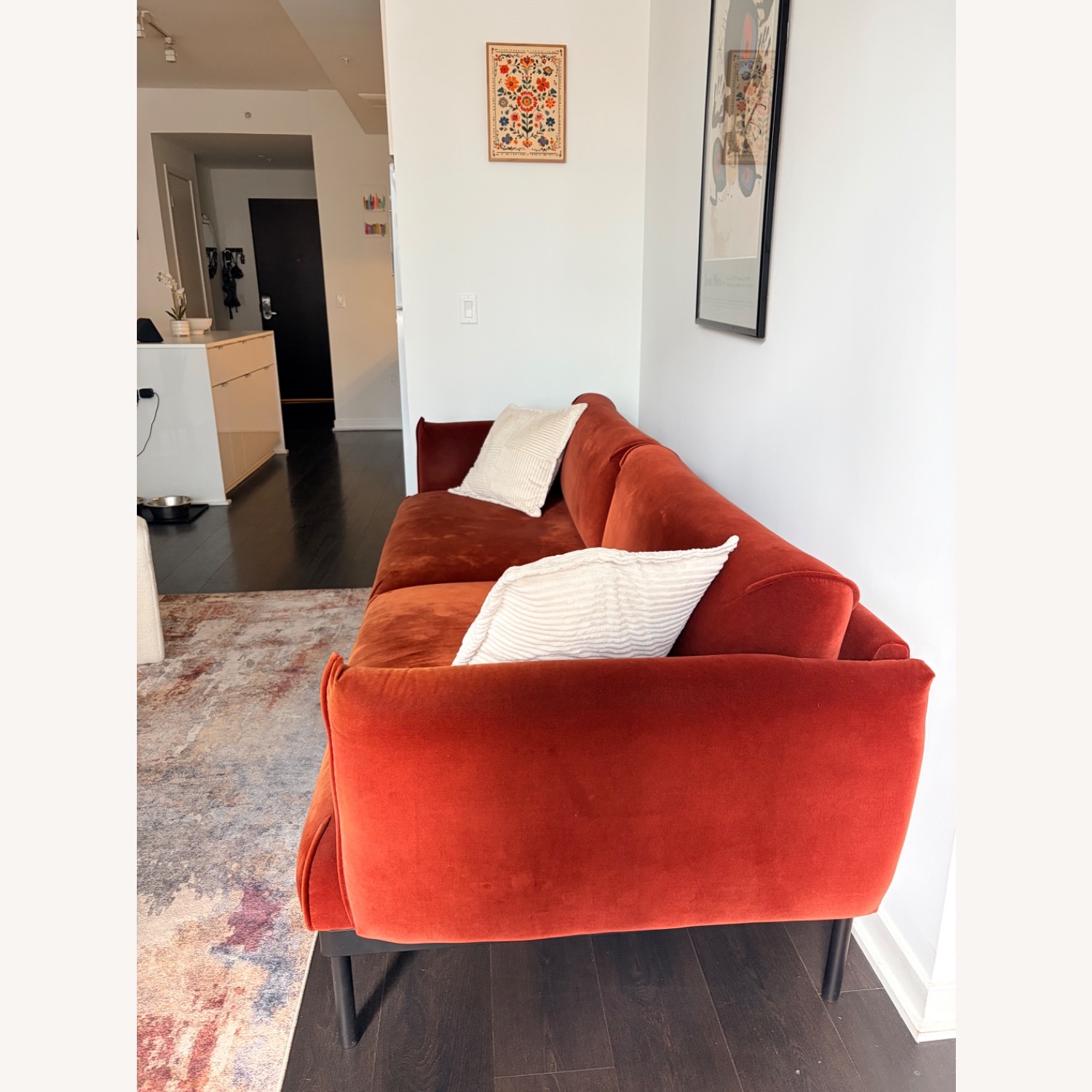 IKEA Red Velvet 3+ Seater Sofa - image-7