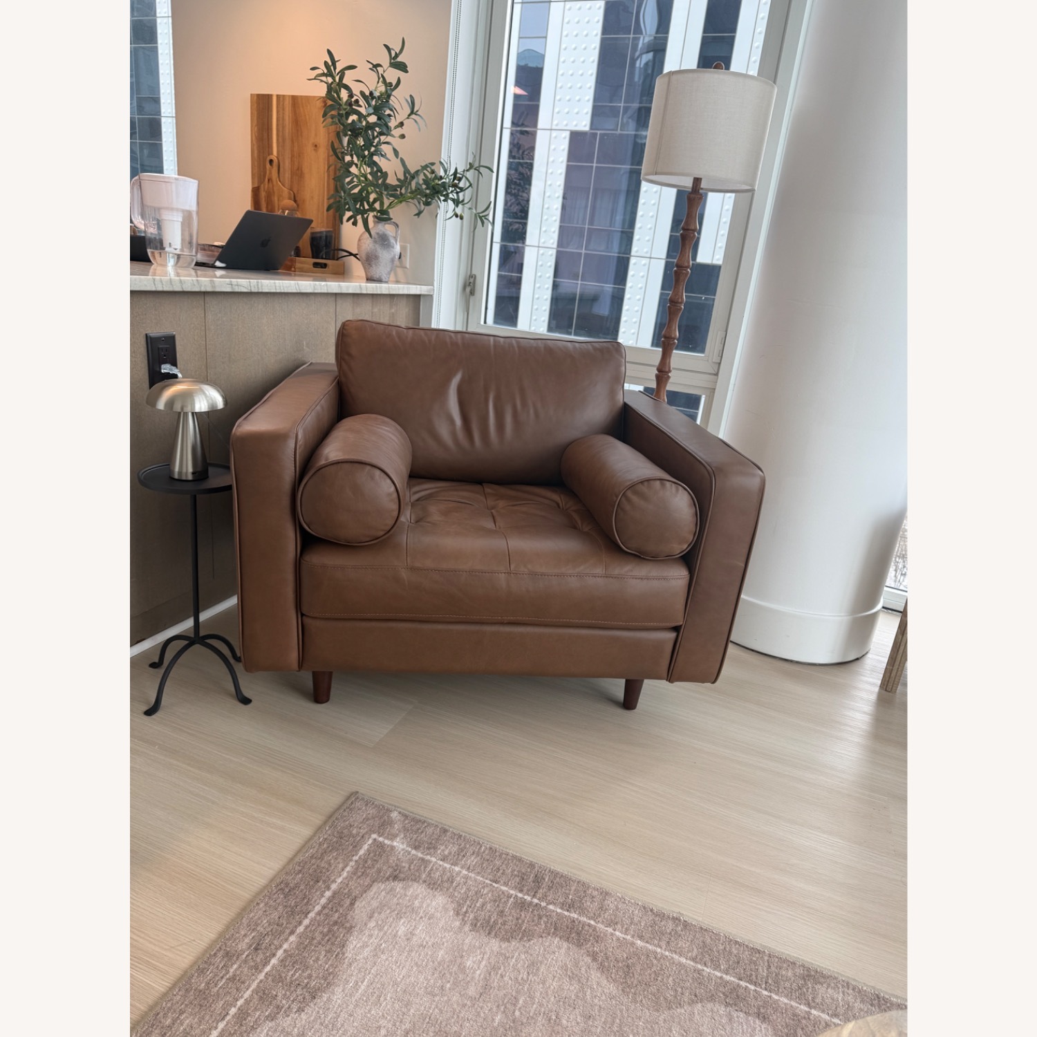 Article Sven 42" Tufted Leather Lounge Chair - Charme Chocolat - image-2